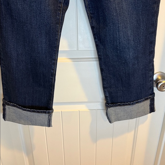*NEW* LOFT Outlet Slim Straight High Rise Dark Wash Cuffed Denim Jeans Size 14 - Picture 5 of 9